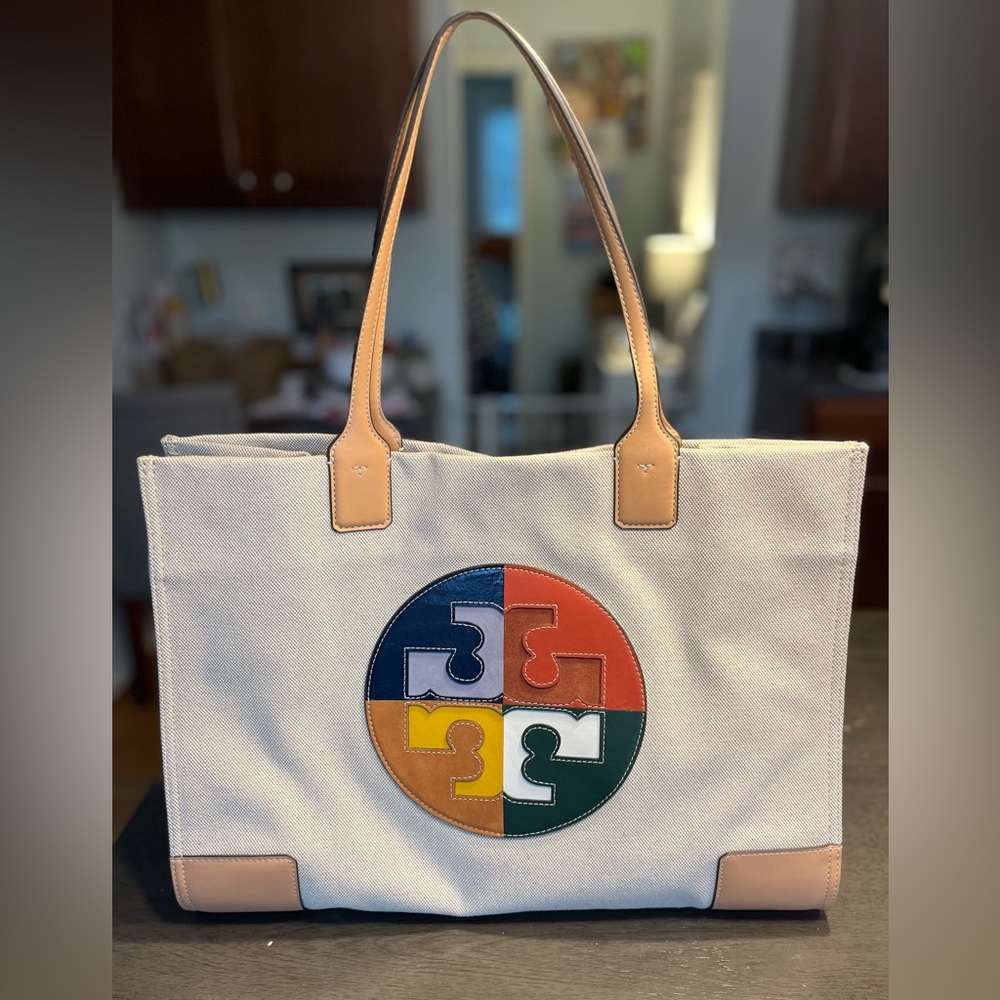 Tory Burch Ella Color Block Logo Tote